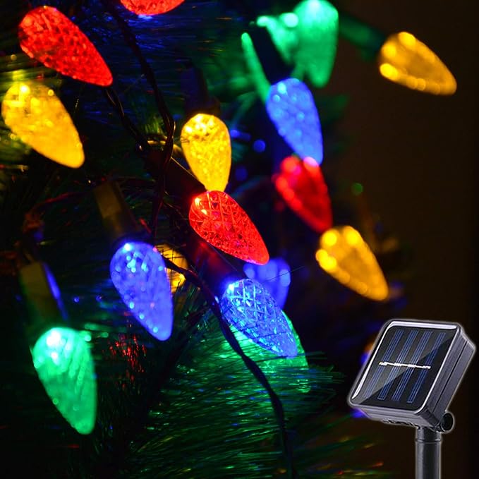 Solar Christmas Lights Outdoor C6 Strawberry String Lights, LED Christmas Fairy by Huacenmy