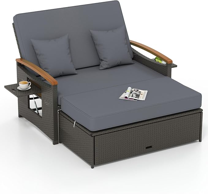 Tangkula Patio Rattan Daybed by TANGKULA