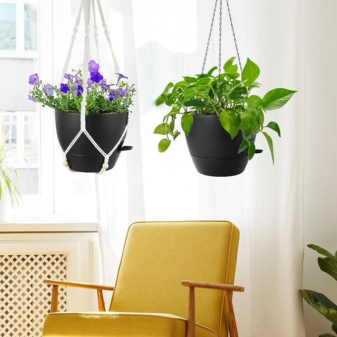 10 inch Self Watering Hanging Planters, 2 Pack Hanging Baskets - Image 7