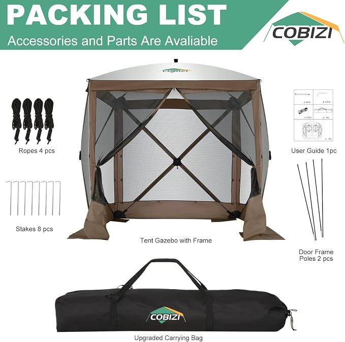 COBIZI 6x6 FT Pop up Gazebo Tent, Waterproof Instant Screen - Image 8