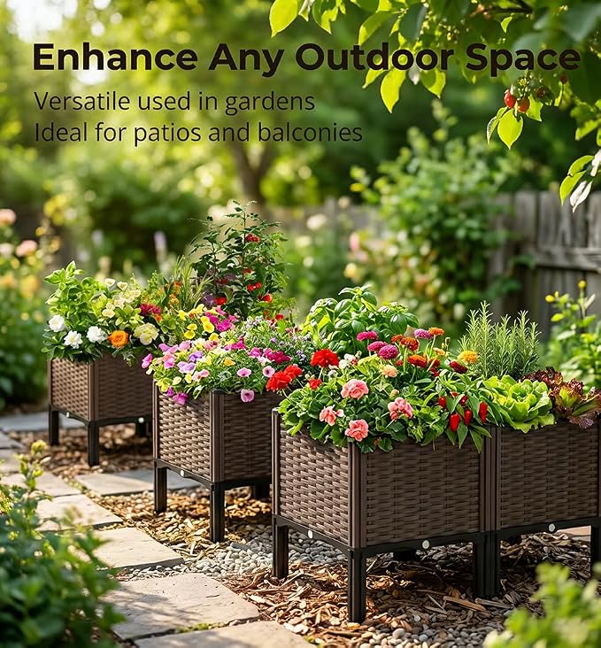 CloudDream 3Piece Brown Raised Garden Box Set, Flowers & Succulents. - Image 6