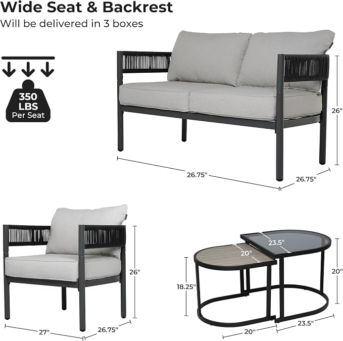 Grand patio 6-Piece Outdoor Furniture Set, 6 Seats Wicker Sofa Conversation Set - Image 2