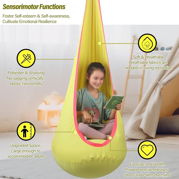 Kids Pod Swing Seat, Max 300 Lbs, Child Sensory Swing Chair Indoor & Outdoor - Image 5