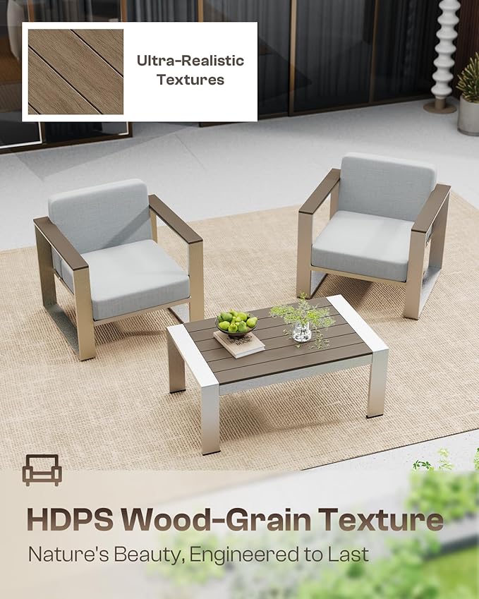 Aluminum Outdoor Furniture Set, 4 Seats Outdoor Patio Conversation Sets - Image 5