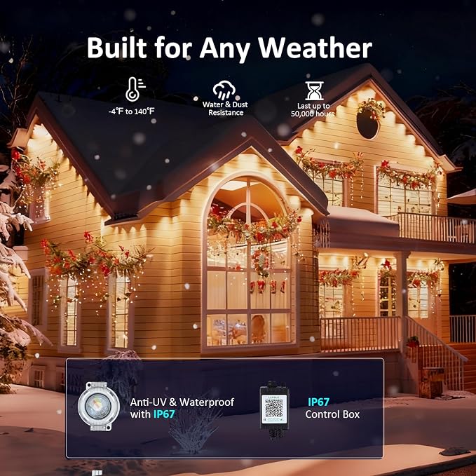 RGB Permanent Outdoor Lights, 50FT LED Eaves Lights - Image 3