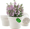 13 Inch Plastic-Flower-Pot-for-Indoor-Plants, 4 Pack Large Outdoor Planter Pot by Pottiffe