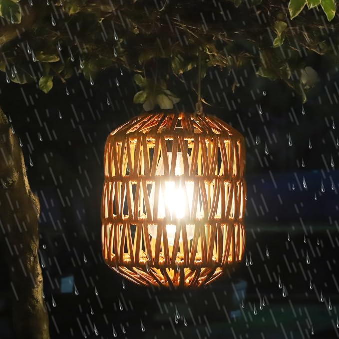 2 Pack Solar Lanterns Outdoor Waterproof, Rattan Solar Lights - Image 9