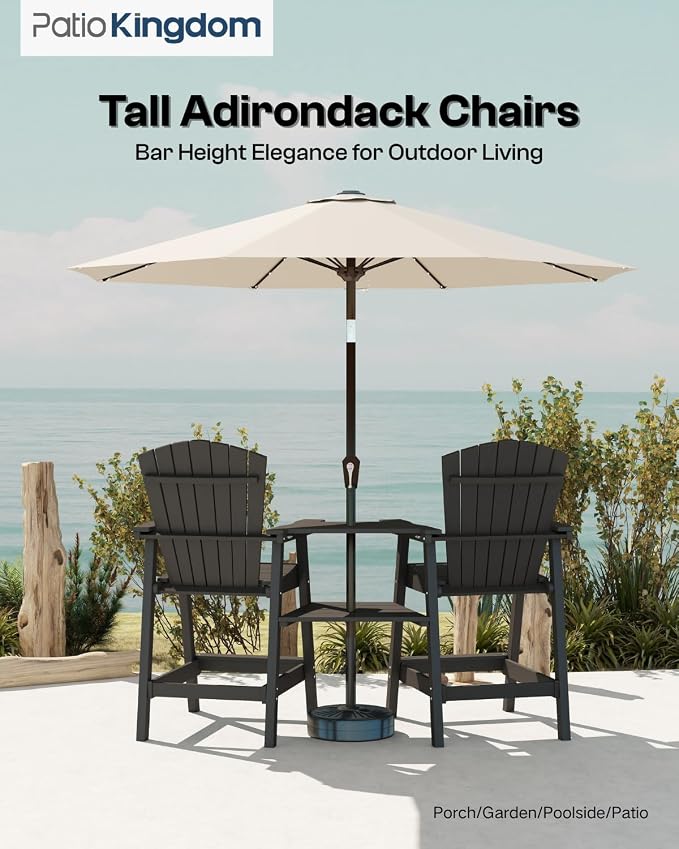 Black HDPE Tall Adirondack Chair Set of 2 - Image 7