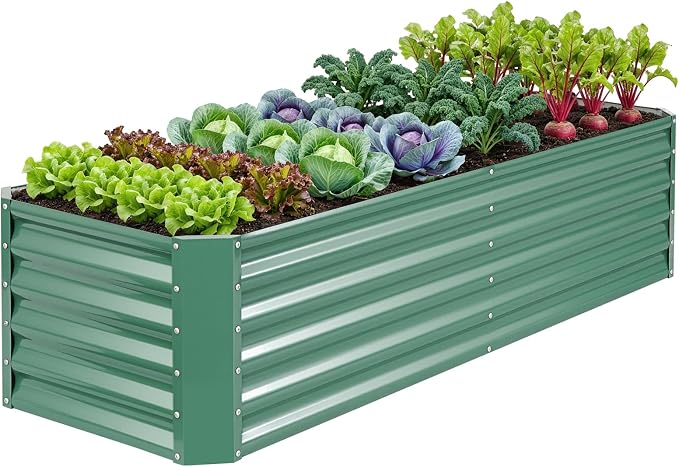 ZORMY 6×2×1.4ft Galvanized Raised Garden Bed Kit, Metal Planter Boxes Outdoor by ZORMY
