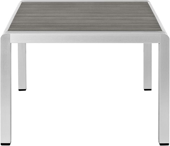 Modway Shore Aluminum Outdoor Patio Coffee Table in Silver Gray - Image 4