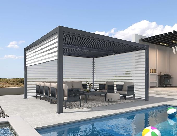 PURPLE LEAF Louvered Pergola 94AS 12' x 14' Outdoor Aluminum Pergola by PURPLELEAF