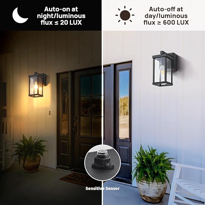 Dusk to Dawn Porch Lights with GFCI Outlets Waterproof Outdoor Wall Lights - Image 3