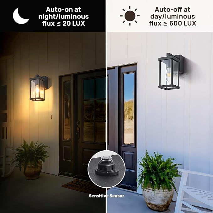 Dusk to Dawn Porch Lights with GFCI Outlets Waterproof Outdoor Wall Lights - Image 3