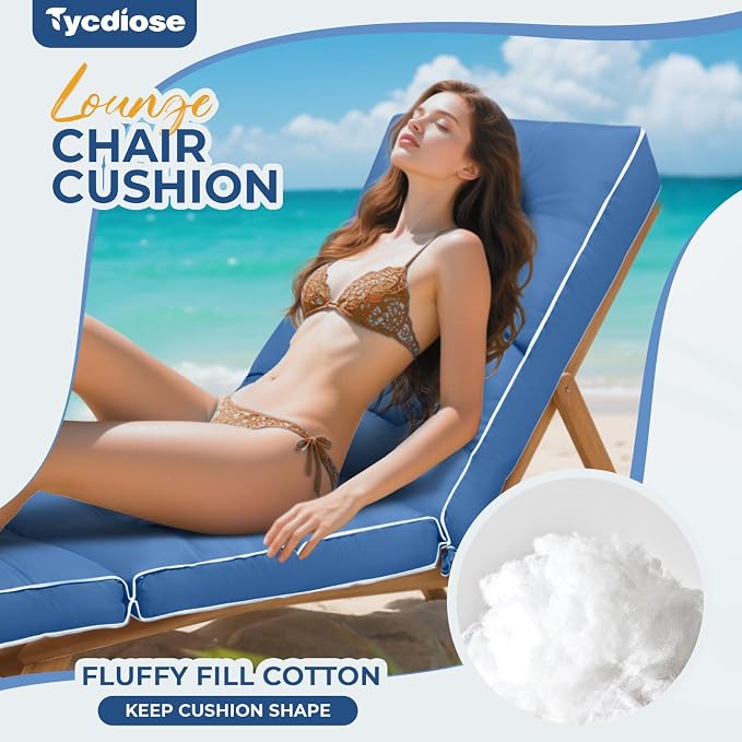 Outdoor Chaise Lounge Chair Cushion, Waterproof Non-Slip Patio Chaise Lounge - Image 3