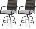Tangkula Outdoor Wicker Swivel Bar Stools Set of 2, Counter Height Heavy Duty by TANGKULA