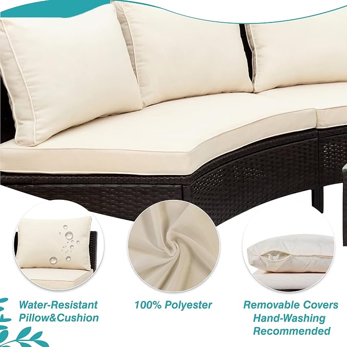Merax 5-Piece Outdoor Sectional Sofa Set, All-Weather PE Wicker Patio Furniture - Image 3