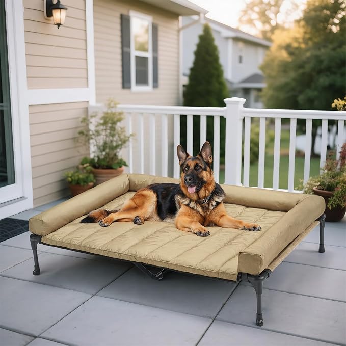 Veehoo Cooling Elevated Dog Bed Add Removable Waterproof Bolster Cushion Mat by Veehoo