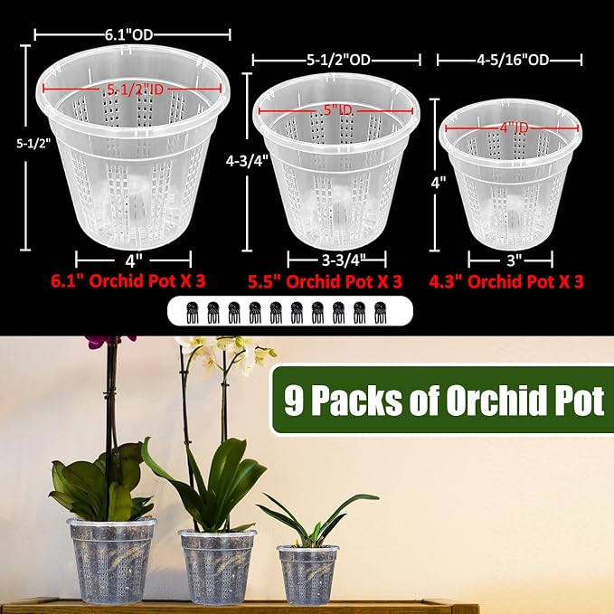 Orchid Pot, 3 Each of 4.3", 6.1" Orchid Pots - Image 7