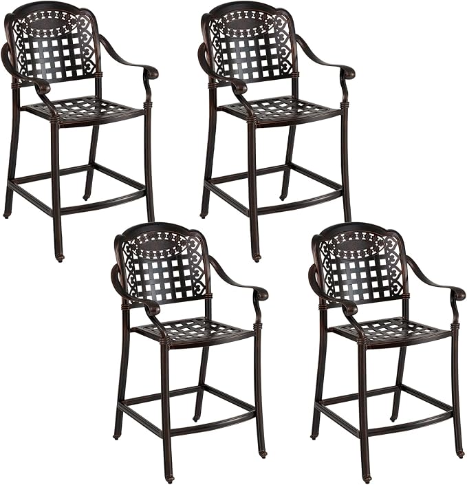 Giantex Outdoor Bar Stools Set of 4 Cast Aluminum, 25.5'' Counter Height Bar by Giantex