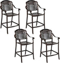 Giantex Outdoor Bar Stools Set of 4 Cast Aluminum, 25.5'' Counter Height Bar by Giantex