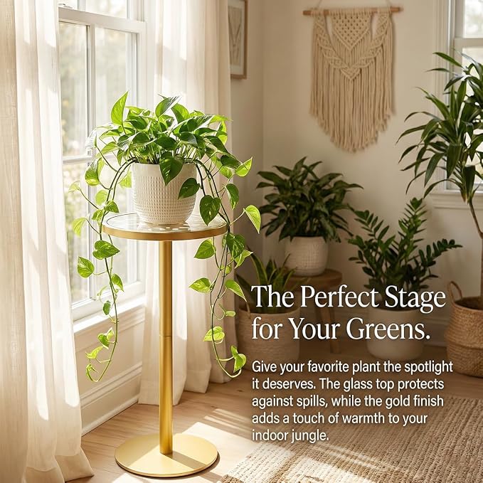 Gold Drink Table, Indoor Outdoor Small Round Side Table - Image 7