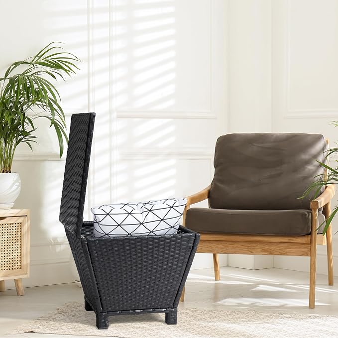 Outvita Outdoor Side Table, Rattan Coffee Table - Image 2