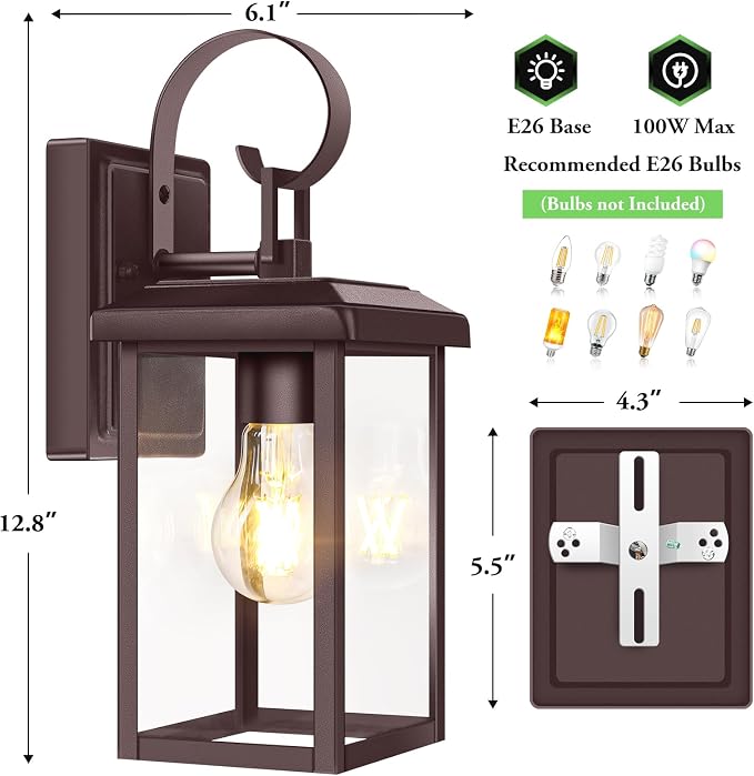 BesLowe 2-Pack Outdoor Wall Light Fixtures, Exterior Lighting Fixtures Wall - Image 6