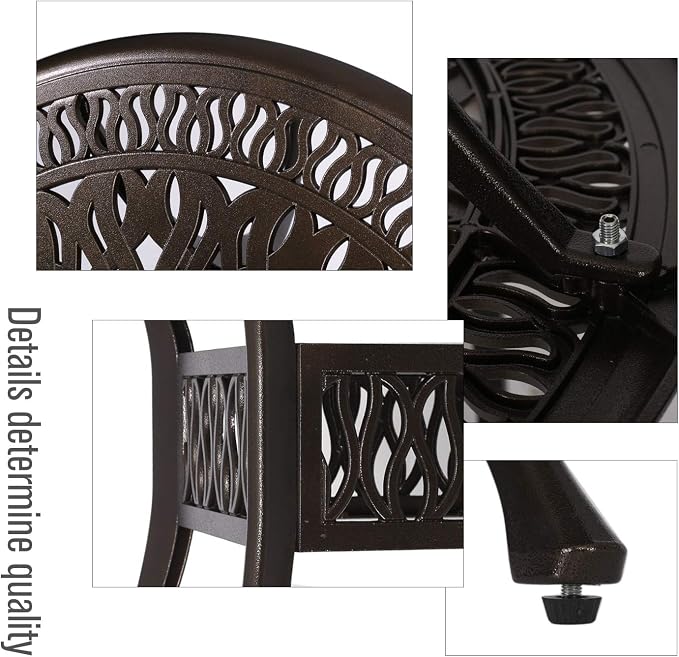 YUSING 35.4" Outdoor Dining Table, Patio Cast Aluminum Table, Furniture Set - Image 3
