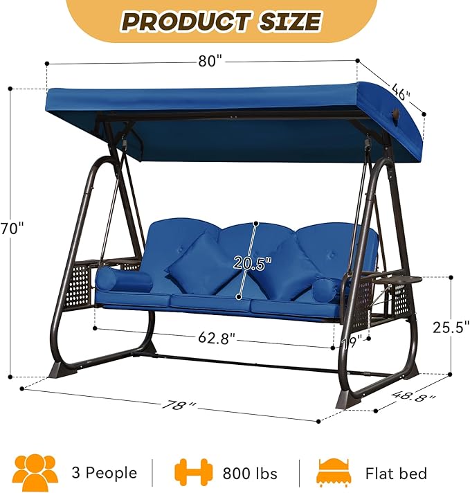 3 in 1 Outdoor Porch Swing - Image 8