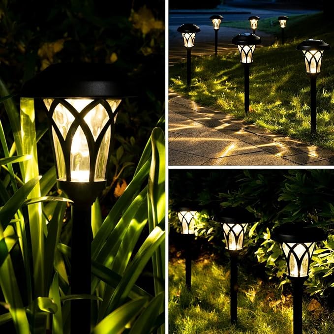 GIGALUMI 6 Pack Solar Pathway Lights Outdoor, Metal Glass & ABS Solar Landscape - Image 5