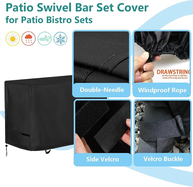Oslimea Outdoor Bar Covers 60" Long Waterproof Tall Bar Height Patio Table - Image 4
