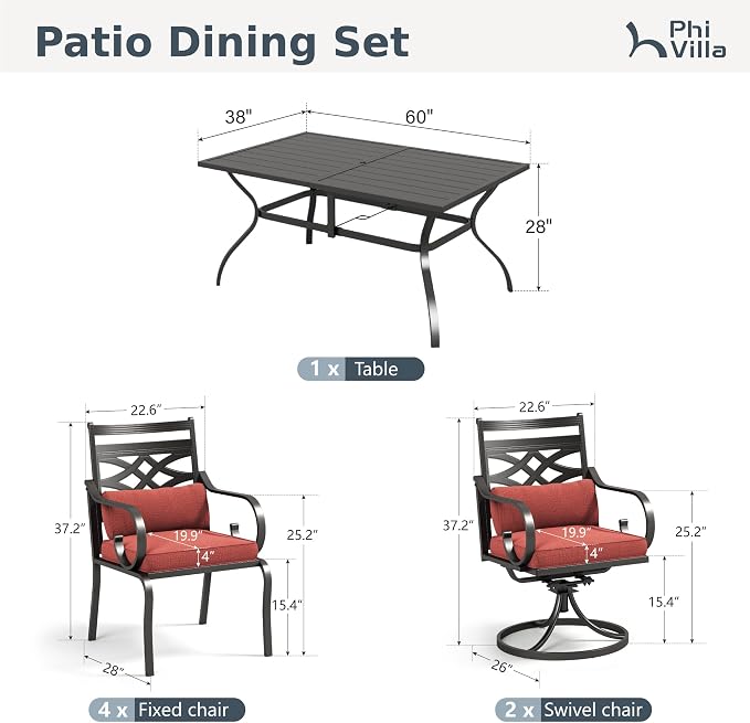PHI VILLA 7 Pieces Outdoor Dining Set - Image 9