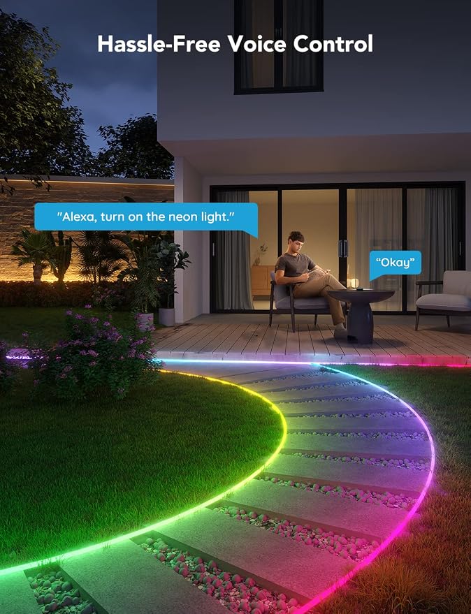 Govee Outdoor Neon Rope Lights, 65.6ft RGBIC IP67 Waterproof Outdoor Decorations - Image 7