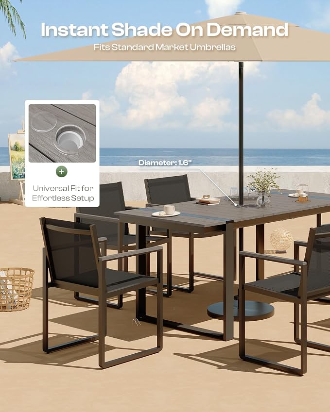Outdoor Table and Chairs of 4, Patio Dining Sets, HDPS + Aluminum Outdoor - Image 2