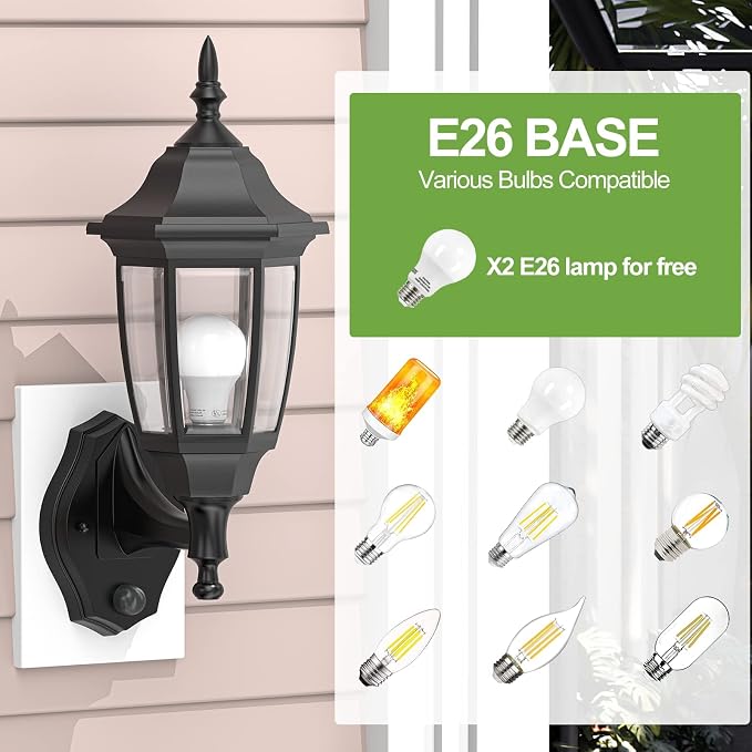 EMART Dusk to Dawn Plastic Outdoor Wall Light Fixtures - Image 6