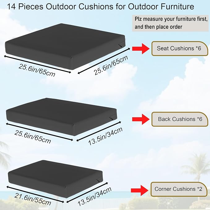 Outdoor Replacement Cushions for Patio Furniture, Splash-Resistant and - Image 2