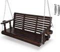 Fortune Candy Wooden Porch Swing 3-Seater, High Backrest and Deep Seat by FortuneCandy