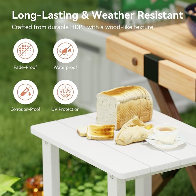 Outdoor Side Table with 2 Layers Storage Small Adirondack Square Side Tables - Image 6