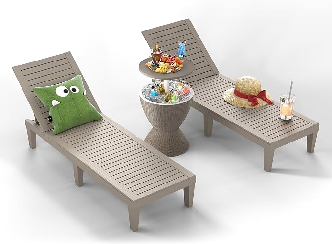 ROJIK Outdoor Chaise Lounge Chair Set of 2, by ROJIK