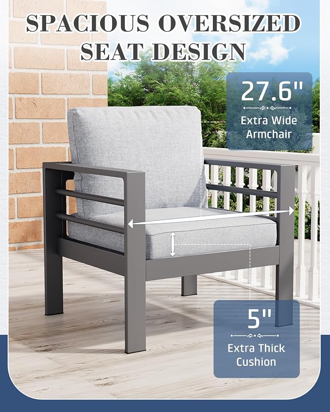 AECOJOY Aluminum Patio Furniture Armchair - Image 3