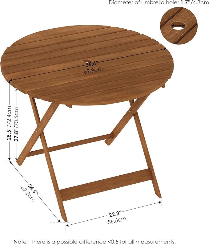 Furinno FG19018F Tioman Outdoor Hardwood Nation Round Dining Table - Image 3