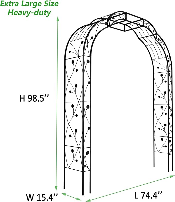 Metal Garden Arch 8.2 FT High x 6.2 FT Wide Garden Arbor Trellis - Image 2