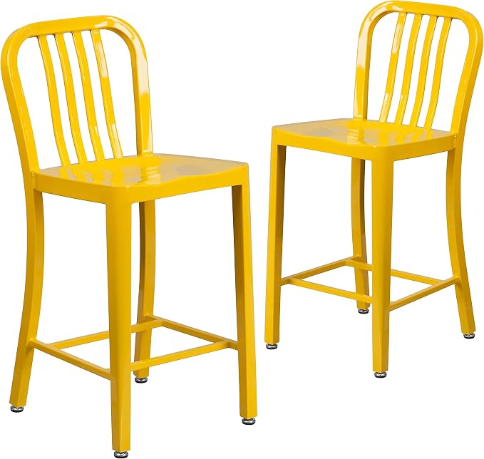 Flash Furniture Gael Commercial Grade 2 Pack 24" High Yellow Metal by FlashFurniture