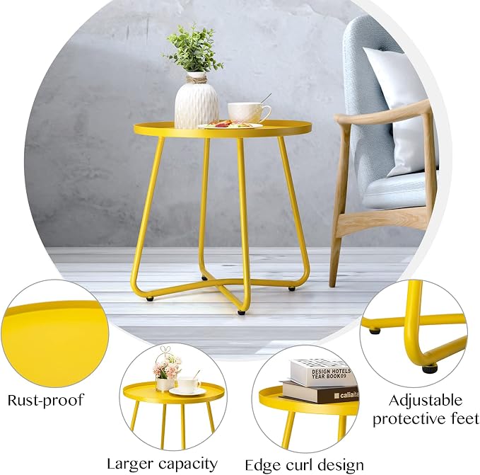 danpinera Outdoor Side Tables, Weather Resistant Steel Patio Side Table - Image 5