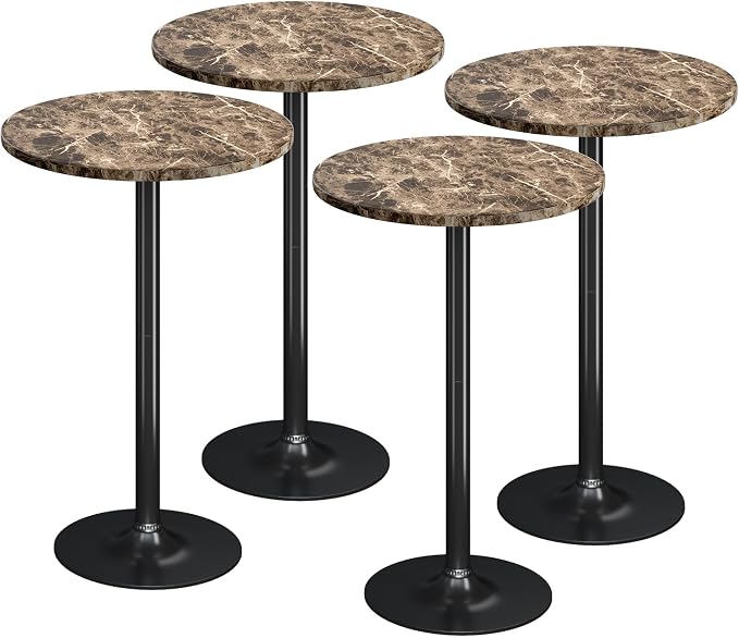 Flamaker Round Bistro Pub Table Modern Style Metal Base MDF Top Cocktail Bar by Flamaker