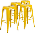 Flash Furniture Lily 4 Pack Commercial Grade 30" High Backless Yellow Metal by FlashFurniture