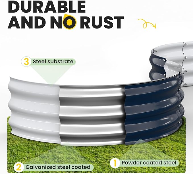 Galvanized Raised Garden Bed 4×4×1 FT, Round Metal Raised Garden Bed Outdoor - Image 6