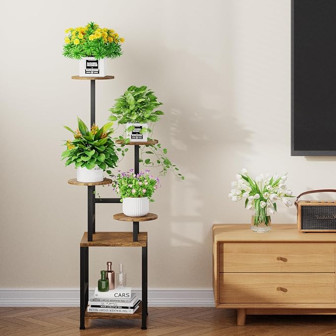 Round Plant Stand Indoor with Grow Light, 5-Tiered Tall Plant Stand Indoor - Image 7