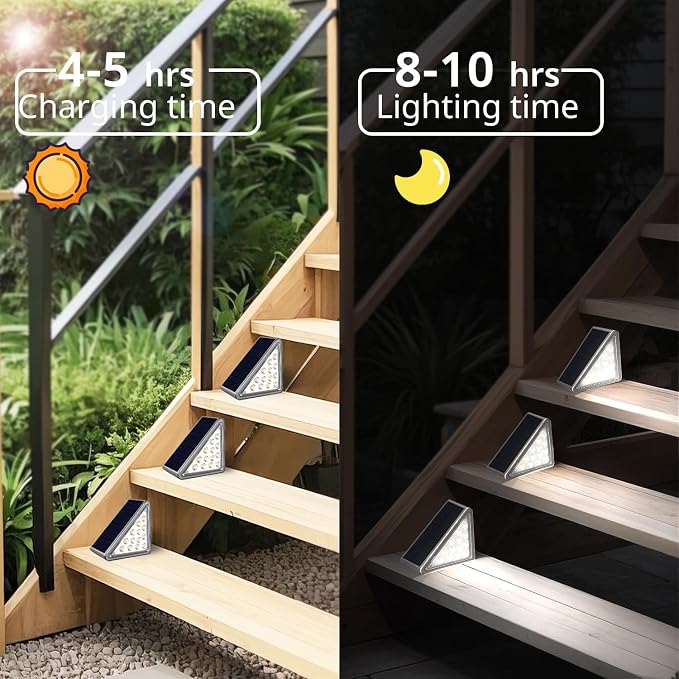 Grey Solar Step Light Outdoor Stair Lights, Deck Lights Outdoor Powered IP65 - Image 6