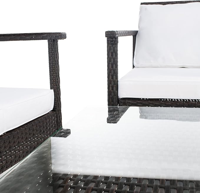 Safavieh Outdoor Collection Garnen Wicker Cushion 4-Piece Living Set PAT7714C - Image 6